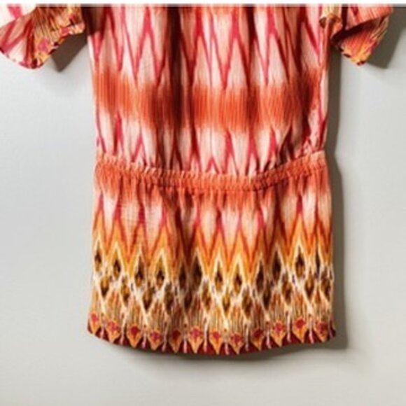 Bespoke Silk Dress SW3 Bespoke Split Sleeve Mini Dress Sunset Aztec Motif Small - Picture 4 of 16